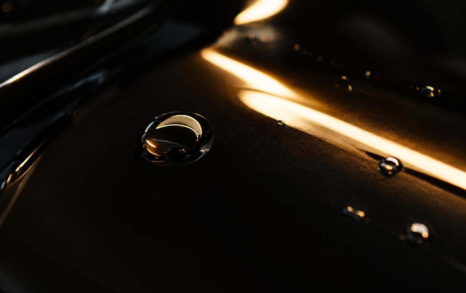Water beading on ceramic-coated black paint